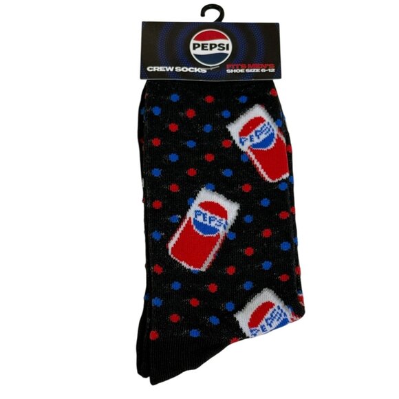 Black Crew Socks with Retro Soda Cup Print 🎁 NWT Fun Men’s Socks Size 6-12 - Picture 1 of 2